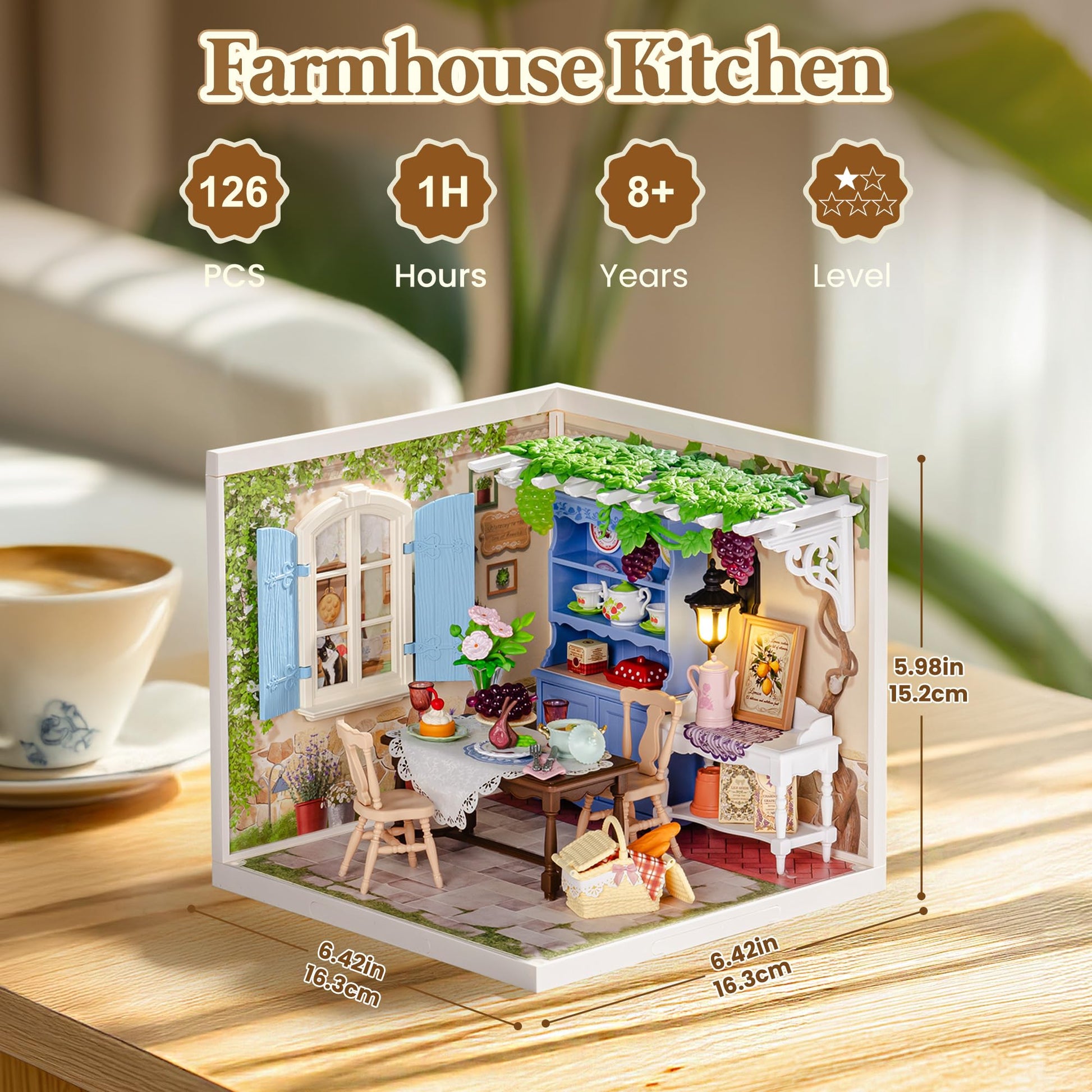 ROBOTIME Super Creator Kits, Miniature House Kit, DIY Plastic House Building Toy Set with LED, Tiny Garden Making Kit Model Craft Hobby Unique Gift