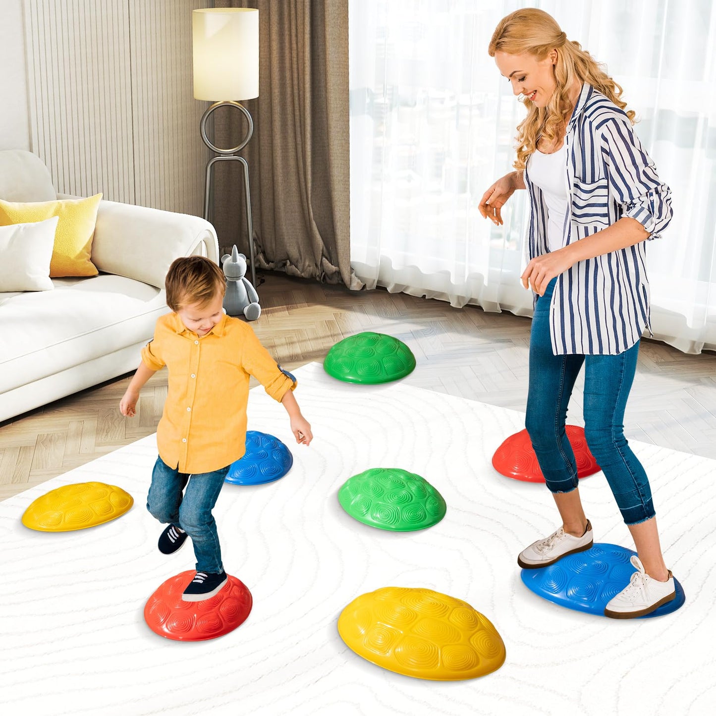 HONEY JOY Stepping Stones for Kids, Non-Slip Turtle Jumping Balance Stone, Obstacle Courses Coordination Game, Motor Skills, Indoor Outdoor Stackable