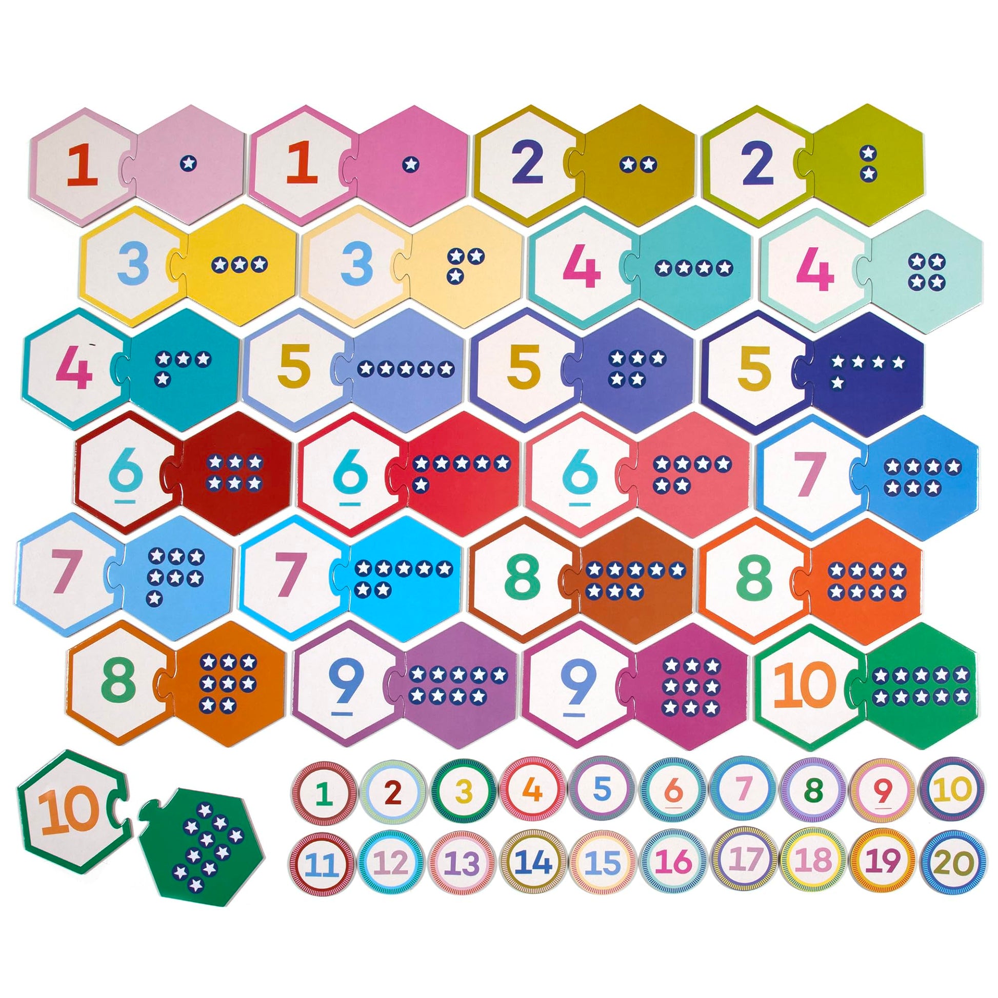 Eeboo Numbers Hexagon Pairs Puzzle, 1 EA