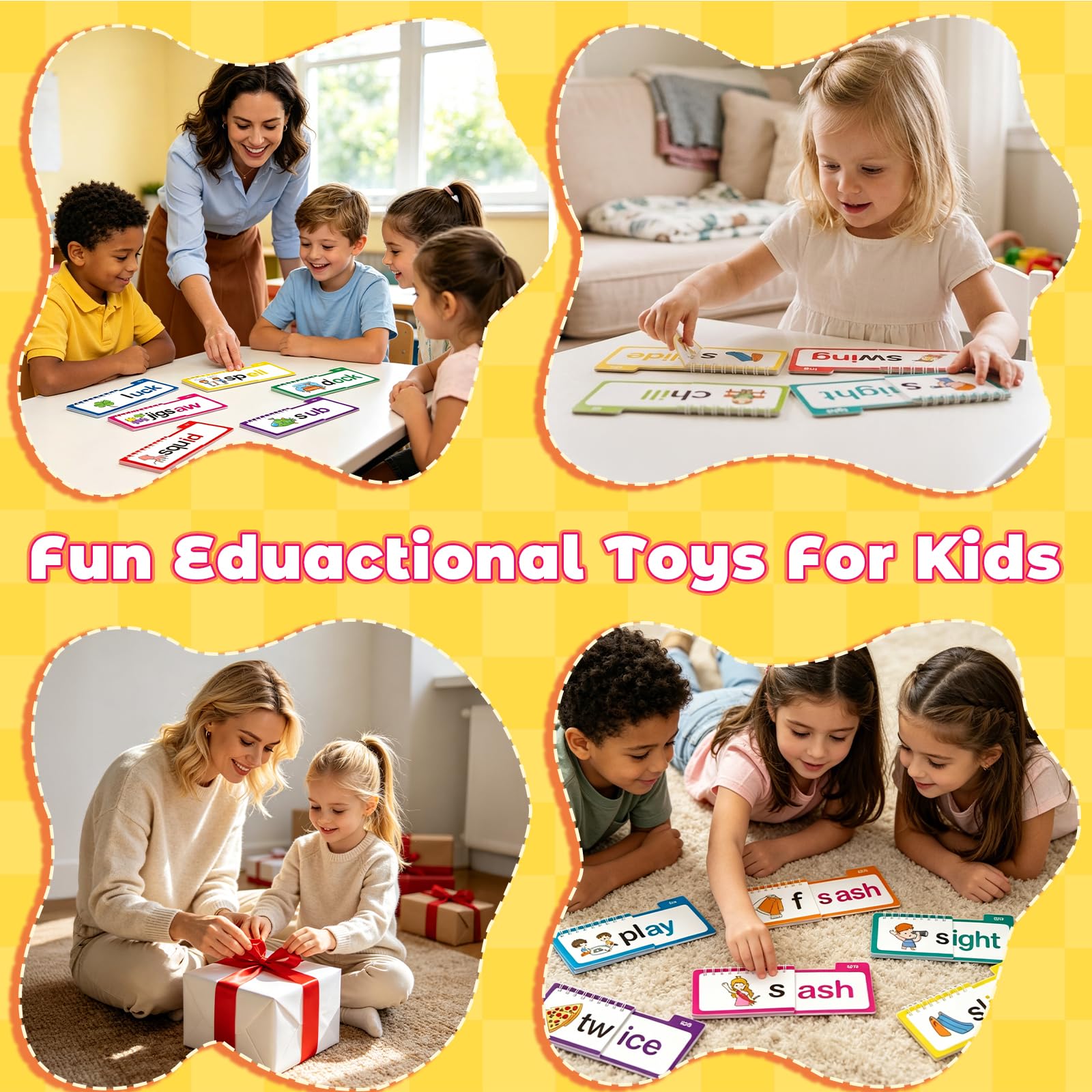 Kkogleam Phonics Flash Cards & Word Family Build Book Fun Kids Flip Books, Learn to Read 30 Read and Rhyme Flip Books, Engaging Educational Tools