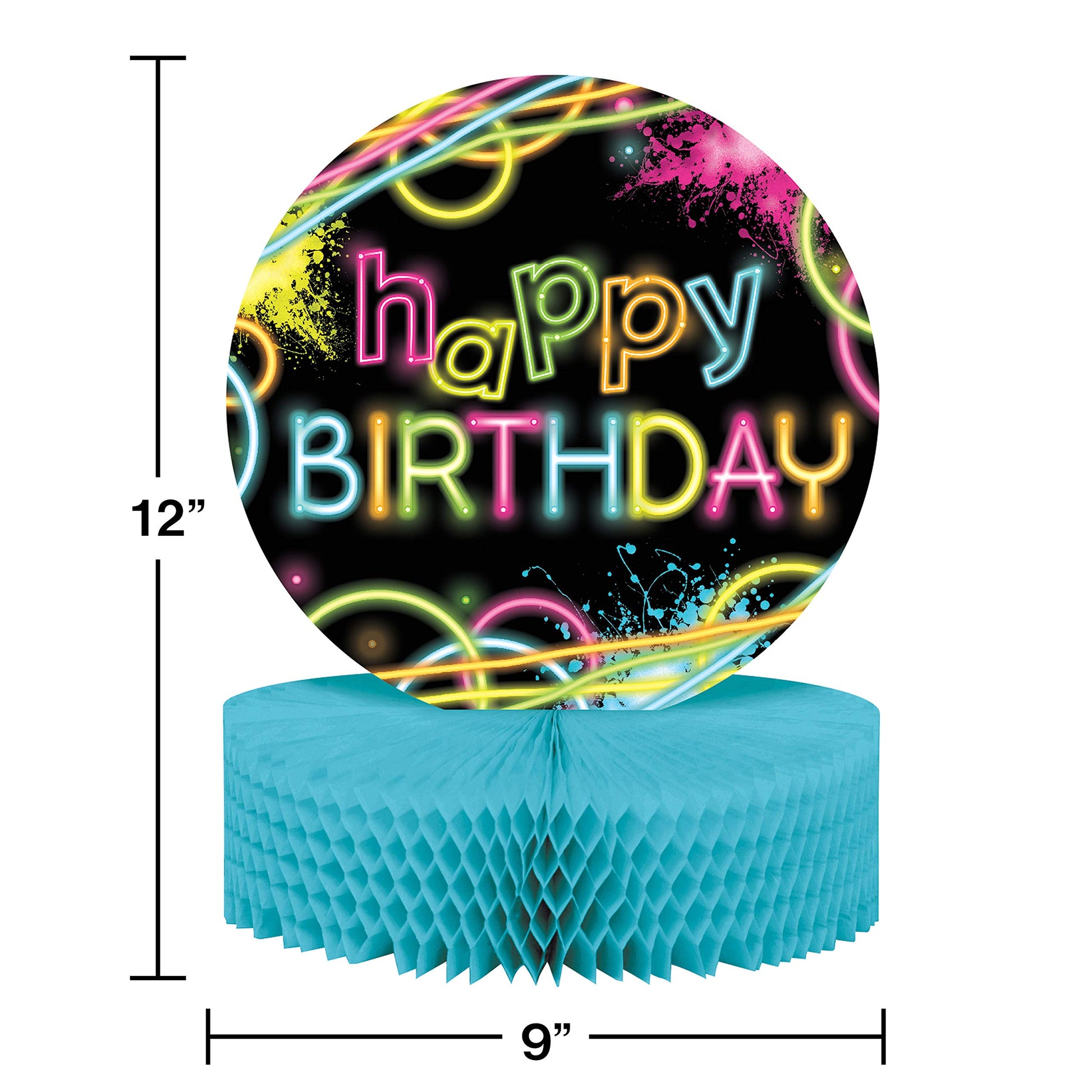 Creative Converting Glow Party Birthday Centerpiece 9 inch x 12 inch, Multicolor, One Size, 318138