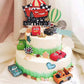 Artczlay Racing Theme Cake Topper, Checkered Flag, Black and Red, Birthday and Baby Shower, Cake Decoration, 1 Count, 5 x 0.5 inches, Eva and Paper