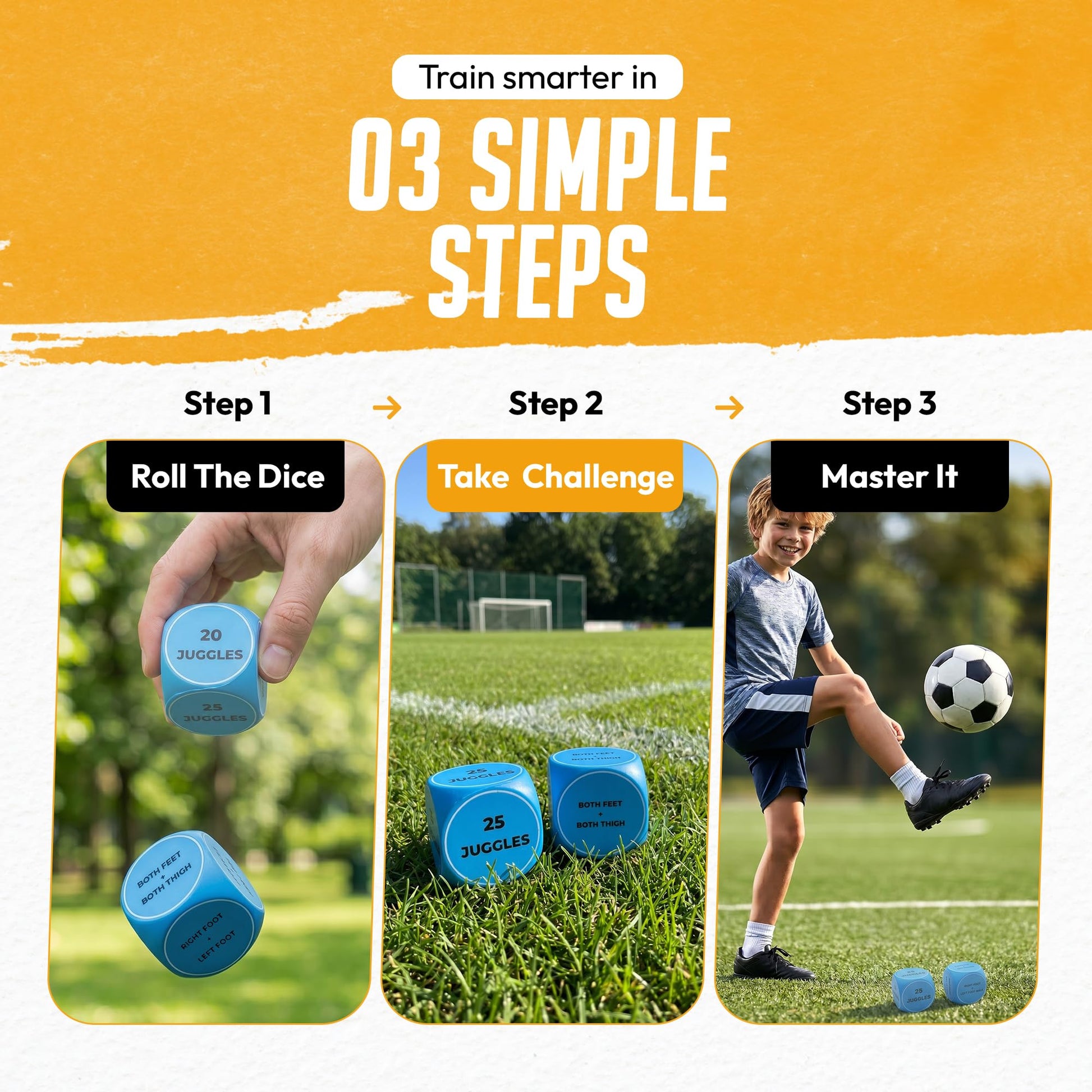 KickCubez Soccer Training Dice for Boys & Girls 8-12