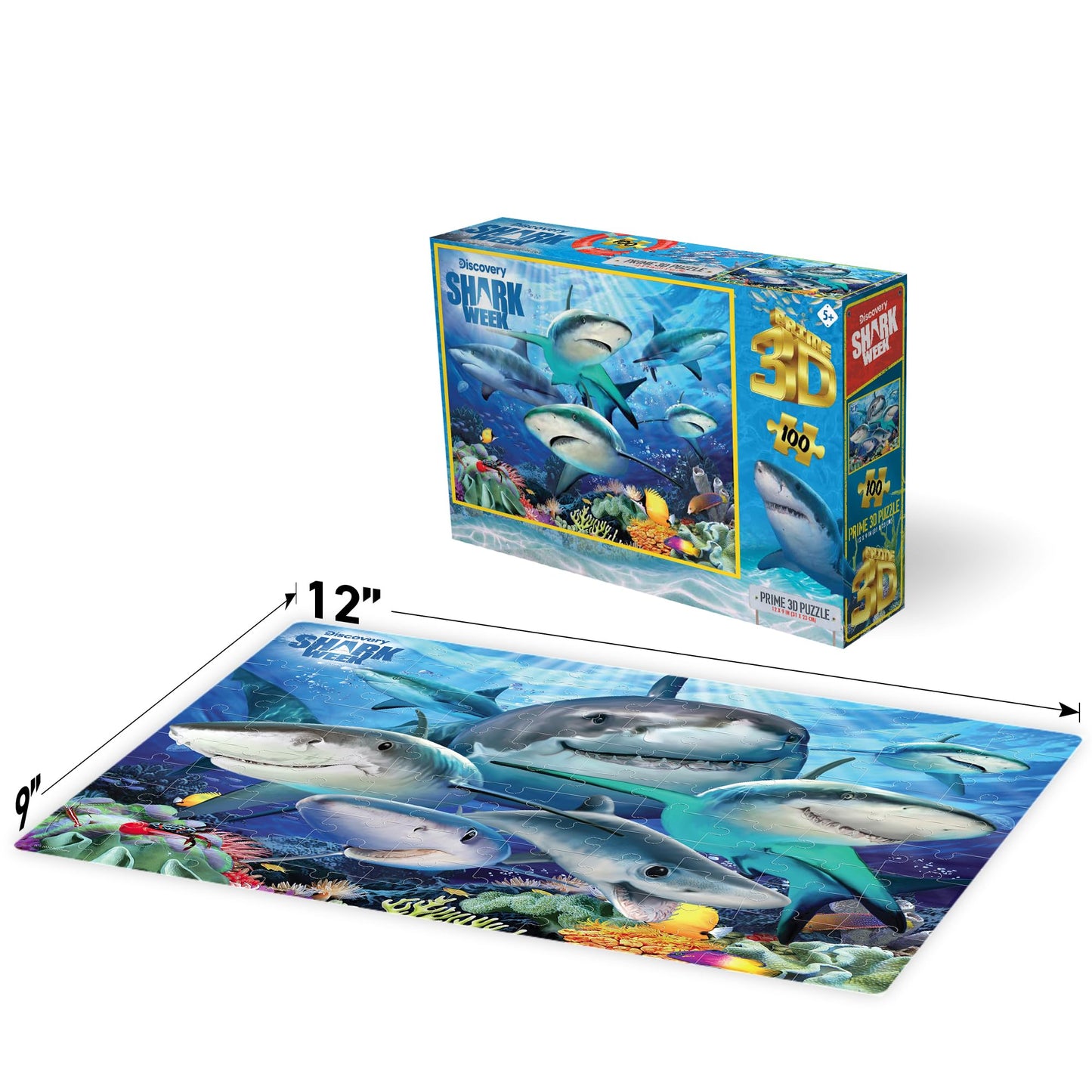 Prime 3D | Selfies Howard Robinson | Shark | 100 Piece 3D Jigsaw Puzzle for Kids | Finished Size 12" x 9" | Challenging & Fun for Kids & Families |