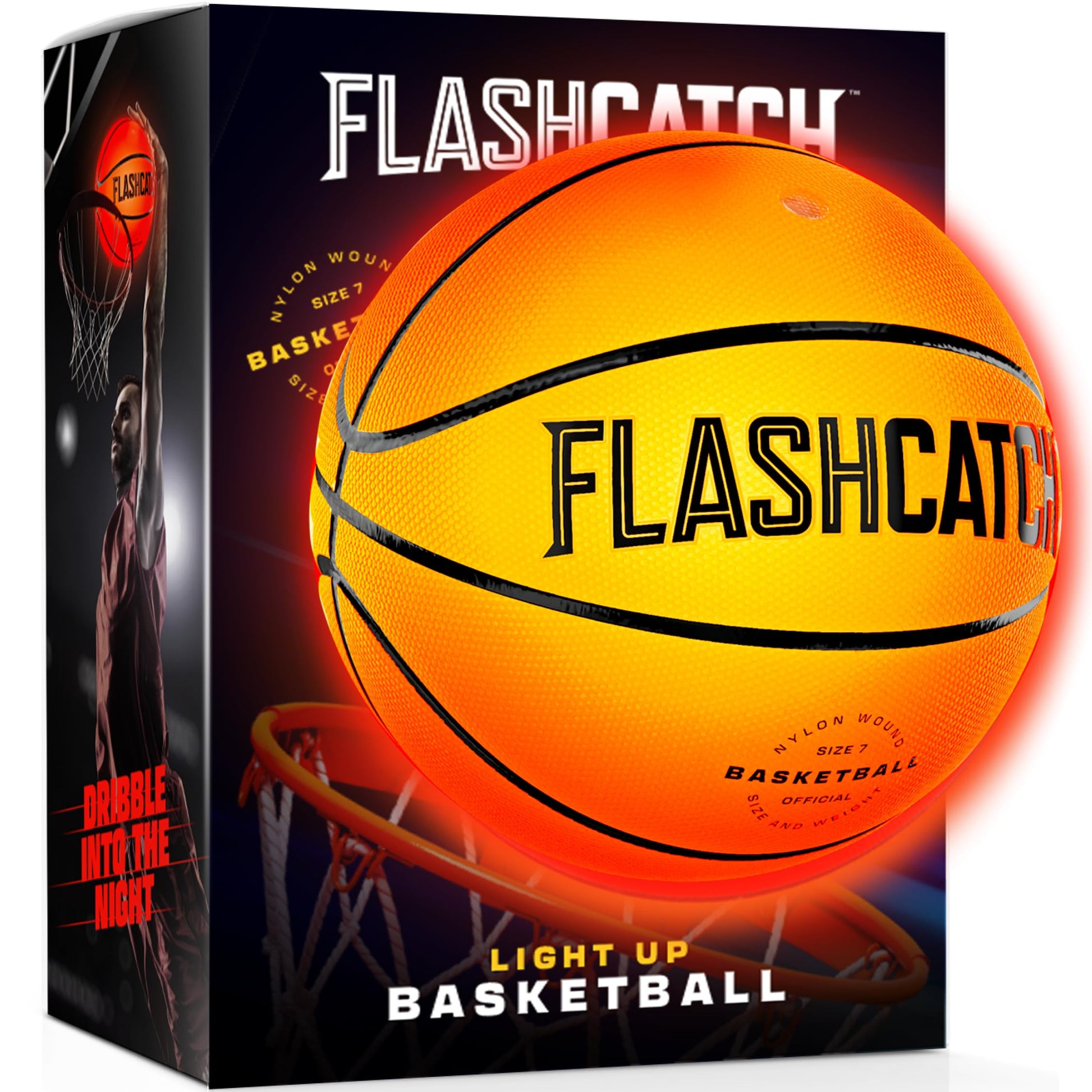 FlashCatch Light Up Basketball - Glow in The Dark - Sports Gear Accessories Gifts for Boys 8-15+ Year Old - Kids Teens Gift Birthday Ideas - Teen Boy