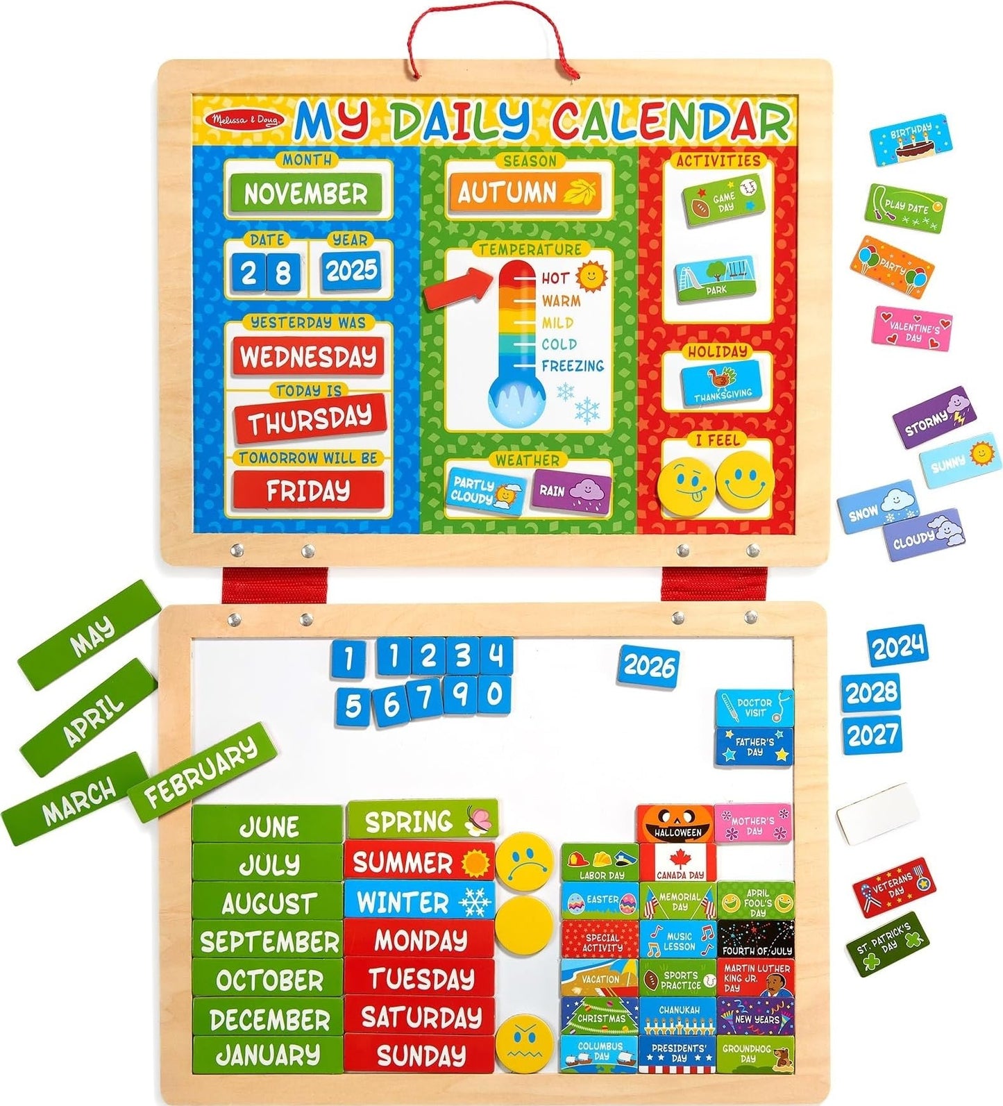 Melissa & Doug My First Daily Magnetic Calendar, Classroom Calendar for Kids Activities with Weather & Seasons, Preschool Toys for Girls & Boys Ages