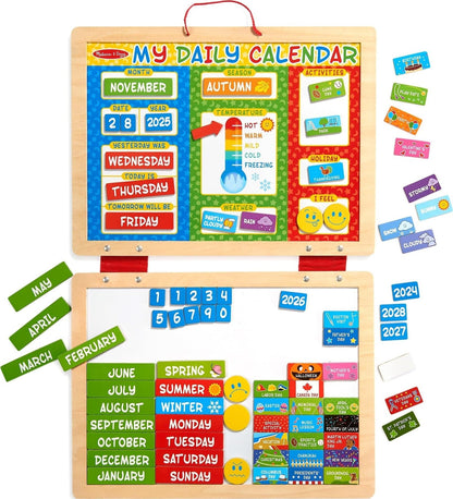 Melissa & Doug My First Daily Magnetic Calendar, Classroom Calendar for Kids Activities with Weather & Seasons, Preschool Toys for Girls & Boys Ages
