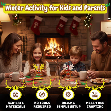 4E's Novelty Reindeer Christmas Ornament Craft for Kids (12 Pack) Updated Edition - Foam Bulk Arts and Crafts Kit for Kids Toddlers 4-8 DIY Craft