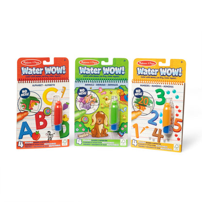 Melissa & Doug Water Wow! 3-Pack - Animals, Alphabet, Numbers Water-Reveal Travel Activity Pads