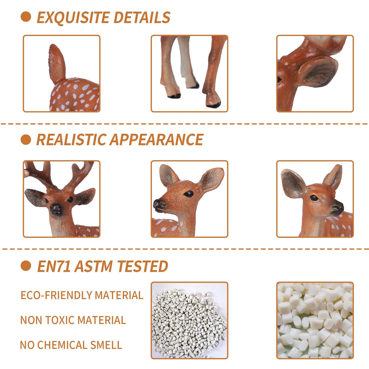 JOKFEICE Deer Toys - 6pcs Realistic Deer Woodland Animals Figurines - Early Educational Toys, Birthday Cake Topper for Kids