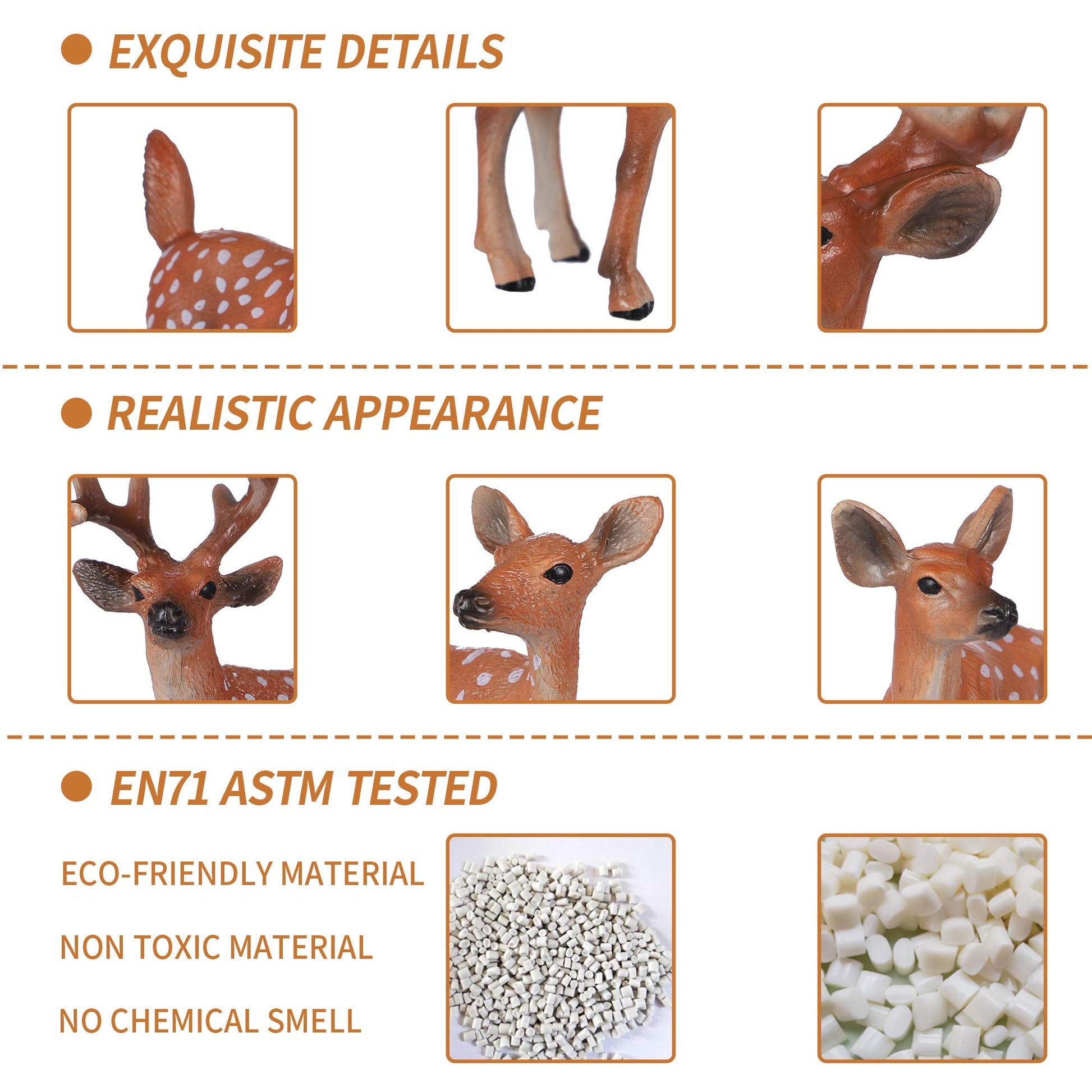 JOKFEICE Deer Toys - 6pcs Realistic Deer Woodland Animals Figurines - Early Educational Toys, Birthday Cake Topper for Kids