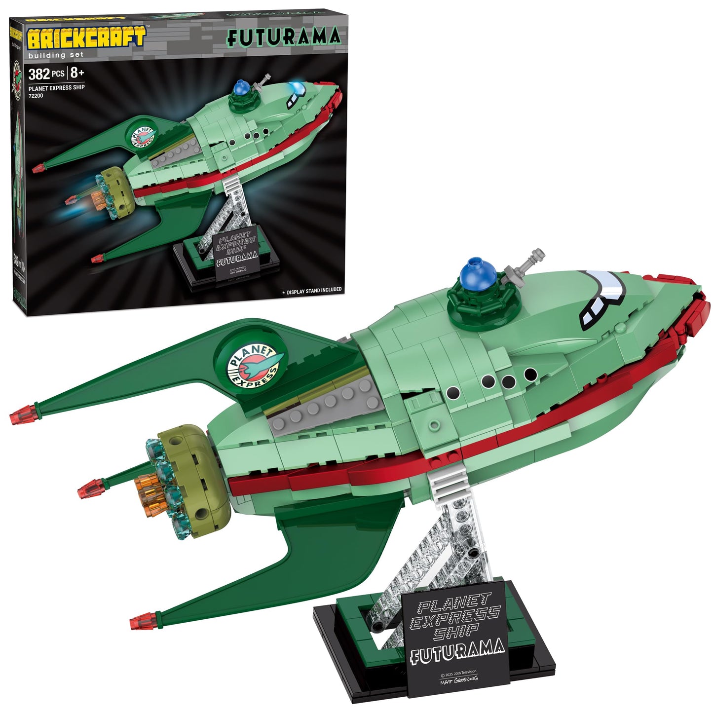 Brickcraft Futurama Planet Express Ship Brick Building Kit (382-Piece Set), Sci-Fi Collectible Display Model, Futuristic Toy Brick Set for Adults