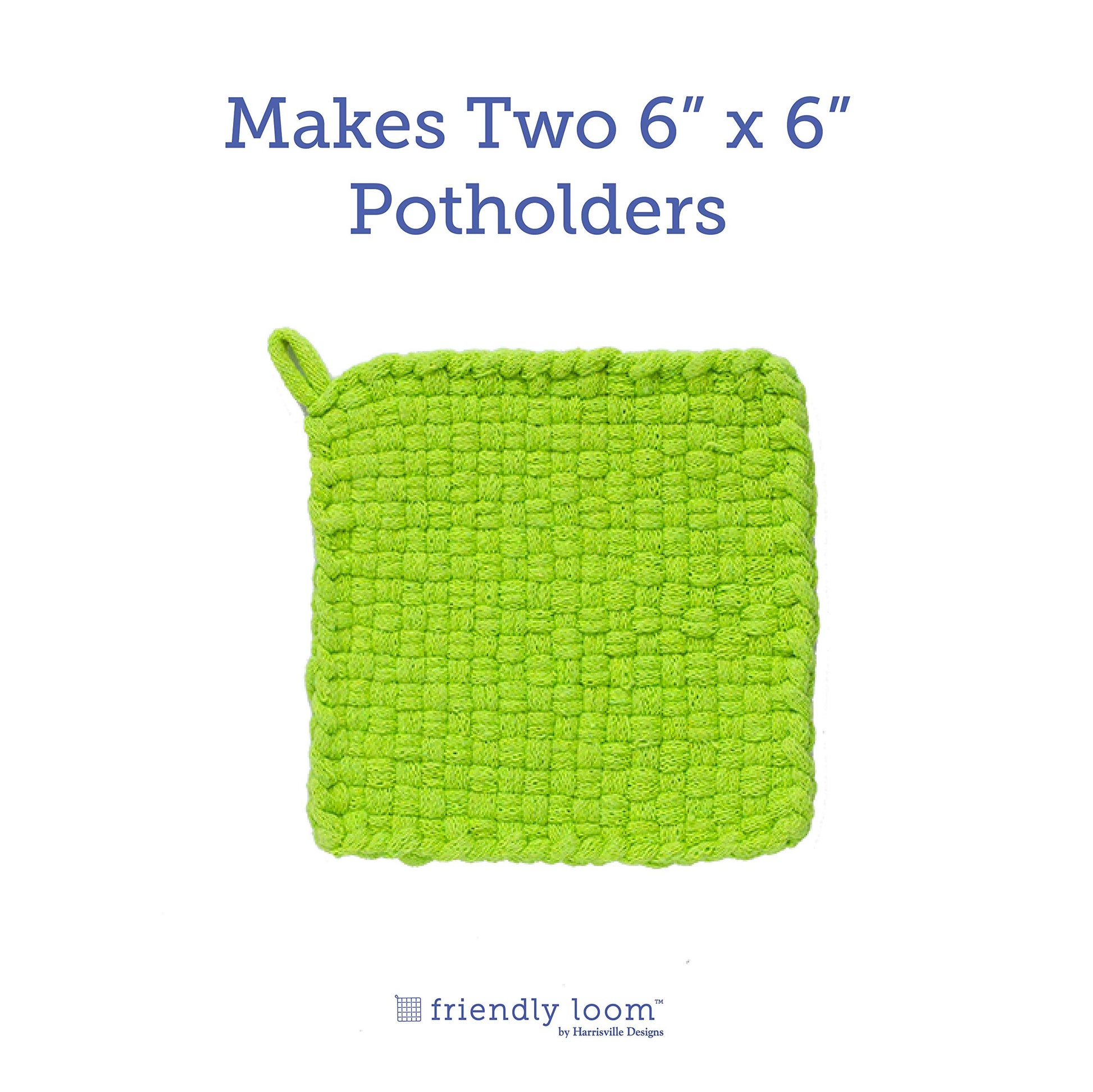 Harrisville Designs Friendly Loom Lime Color Potholder Cotton Loops 7" Traditional Size Loops Make 2 Potholders, Weaving Yarn Crafts Activities