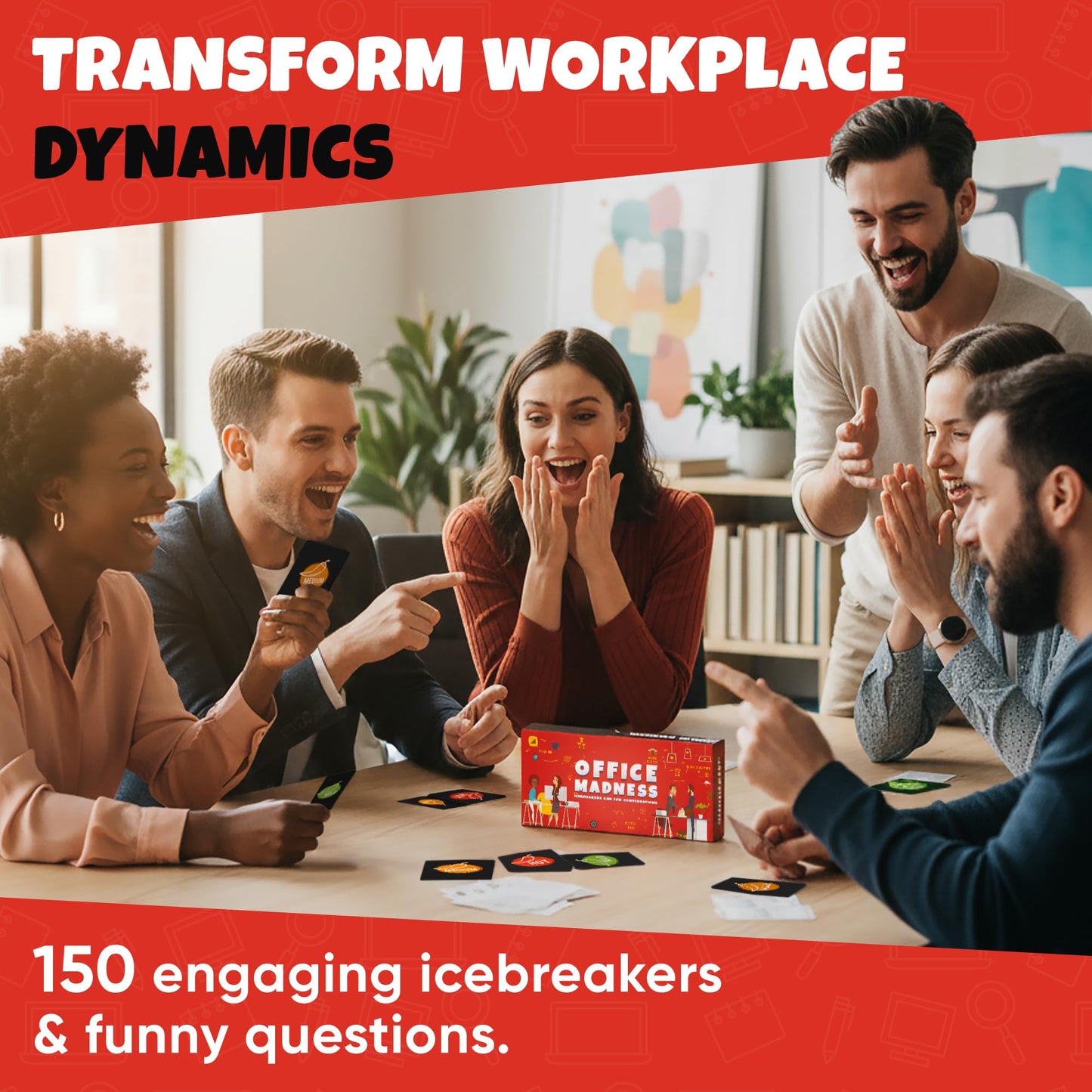 Team Building Card Game with 150 Icebreakers and Funny Questions | 3-in-1 Funny Office Game and Conversation Starter | Perfect for an Office Party or