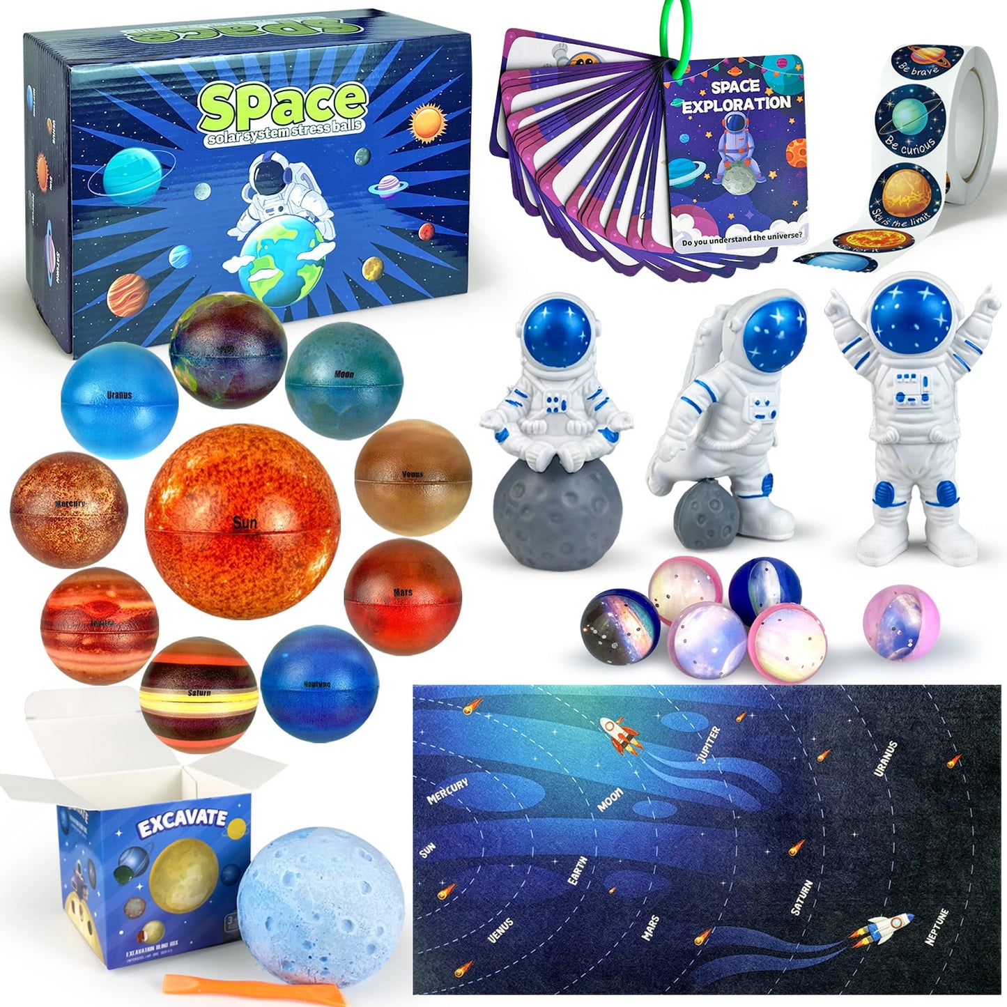 25 PCS Solar System Planets Toys for Kids Outer Space Toys Planet Balls Education Gift for Boys Girls Age 3 5 8 10 Explore Universe Science Playroom