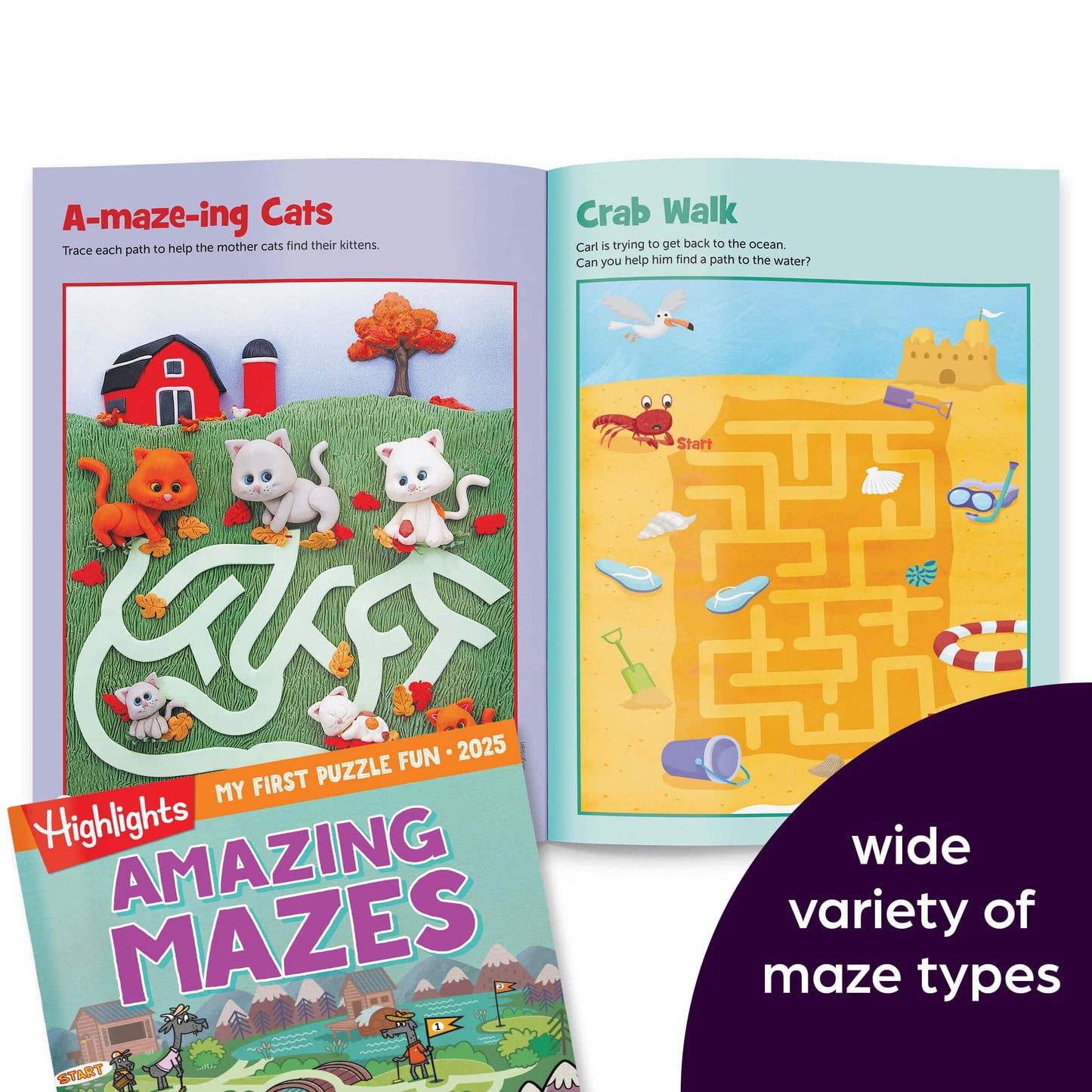 Highlights My First Puzzle Fun 2025 Puzzle Books for Kids Ages 3-6, 4-Book Set of Matching, Mazes, Spot-The-Differences, and More Travel-Friendly