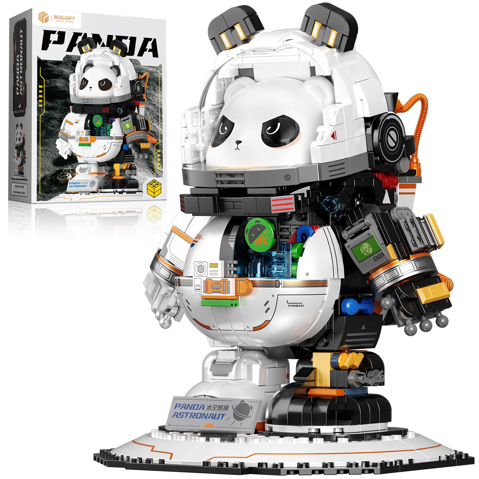 Panda Astronaut Building Blocks Set, Space Astronaut Figure Building Toy, Animals Space Theme STEM Model Kit for Kids, Birthday for Boys Girls Adults