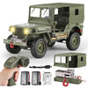 toylefun 1/10 Scale RC Military SUV, Remote Control 4WD Off-Road Vehicle with Alloy Frame Chassis, with Winch and Capstan, Army Vehicle with Opening