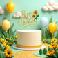 Sleyberoy Gold Glitter Sunflower Happy Birthday Cake Topper
