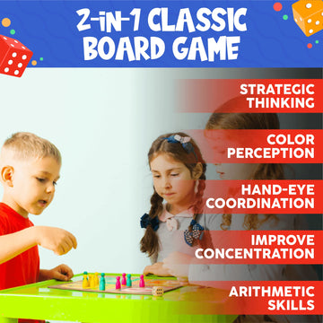 Toysery 2 in 1 Board Games Set. Complete with Ludo Board Game Plus Snakes and Ladders Set