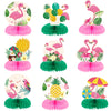 LINGXIU 9 Pieces Flamingo Themed Party Decoration Supplies Summer Hawaiian Tropical Aloha Honeycomb Centerpieces Table Toppers Decorations for Girl