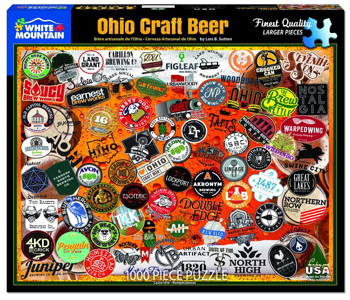 White Mountain 1000 Piece Jigsaw Puzzle State Brewery, Ohio Craft Beer