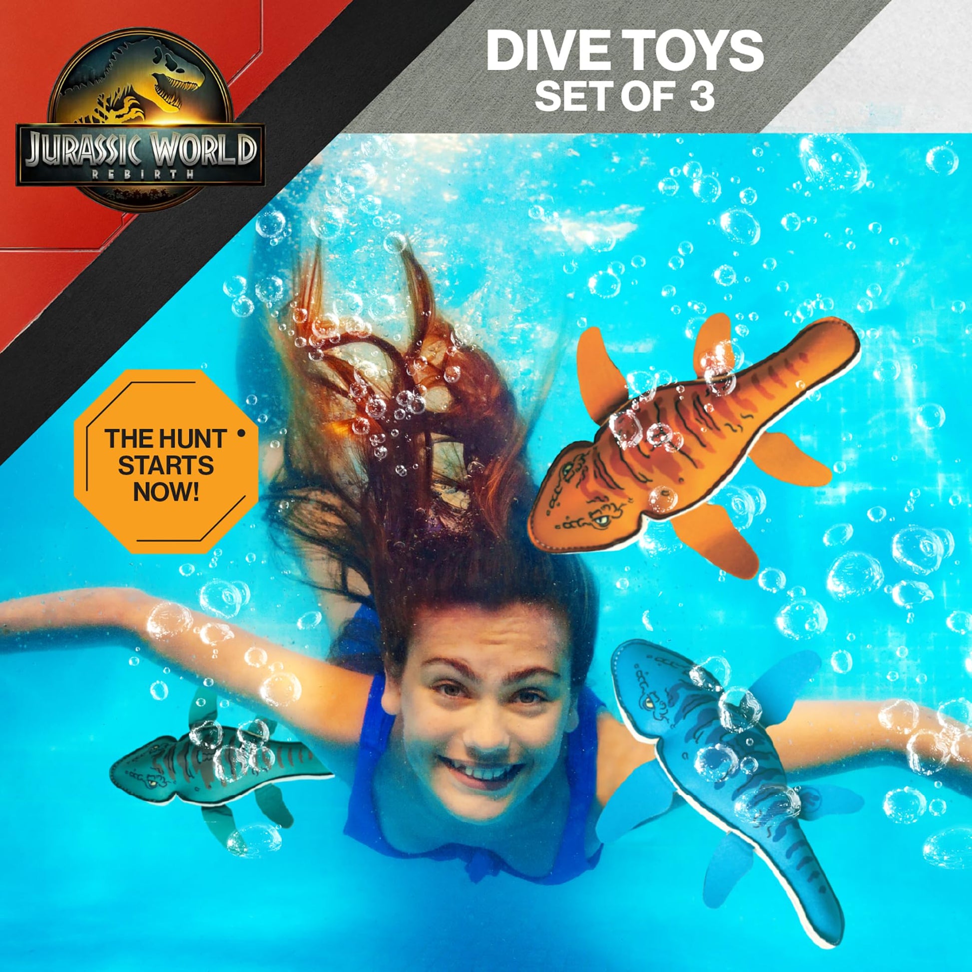 BigMouth Inc Jurassic Park Dive Toys Set for Kids - Licensed Pool Diving Toys for Swimming, Underwater Games, Summer Pool Play by BigMouth