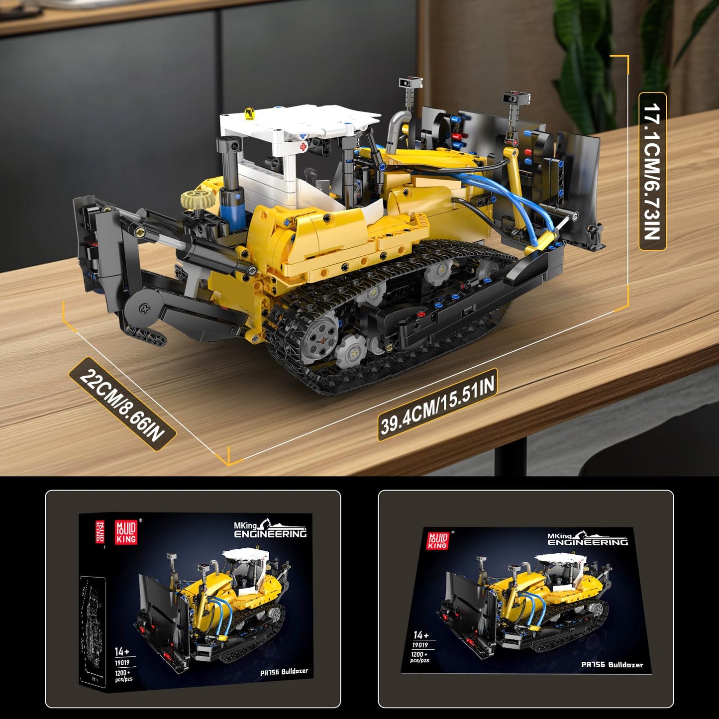 Mould King 19019 Bulldozer Building Set - Technique Heavy Bulldozer Truck Model Kits, Collectible Construction Vehicle Toys, DIY Engineering Building