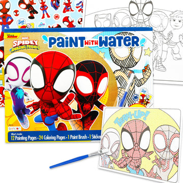 Spidey and Friends Paint with Water Set for Kids, Toddlers Age 3+ - Bundle with 40 Page Cute Cartoon Mess-Free Water Coloring Book for Ages 3 4 5 6 7
