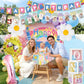 135 pcs Rachell English Teacher Party Supplies, 1st Birthday Decorations Girl & Boy, Photo Banner Balloons Poster Crown High Chair Banner Cake Topper