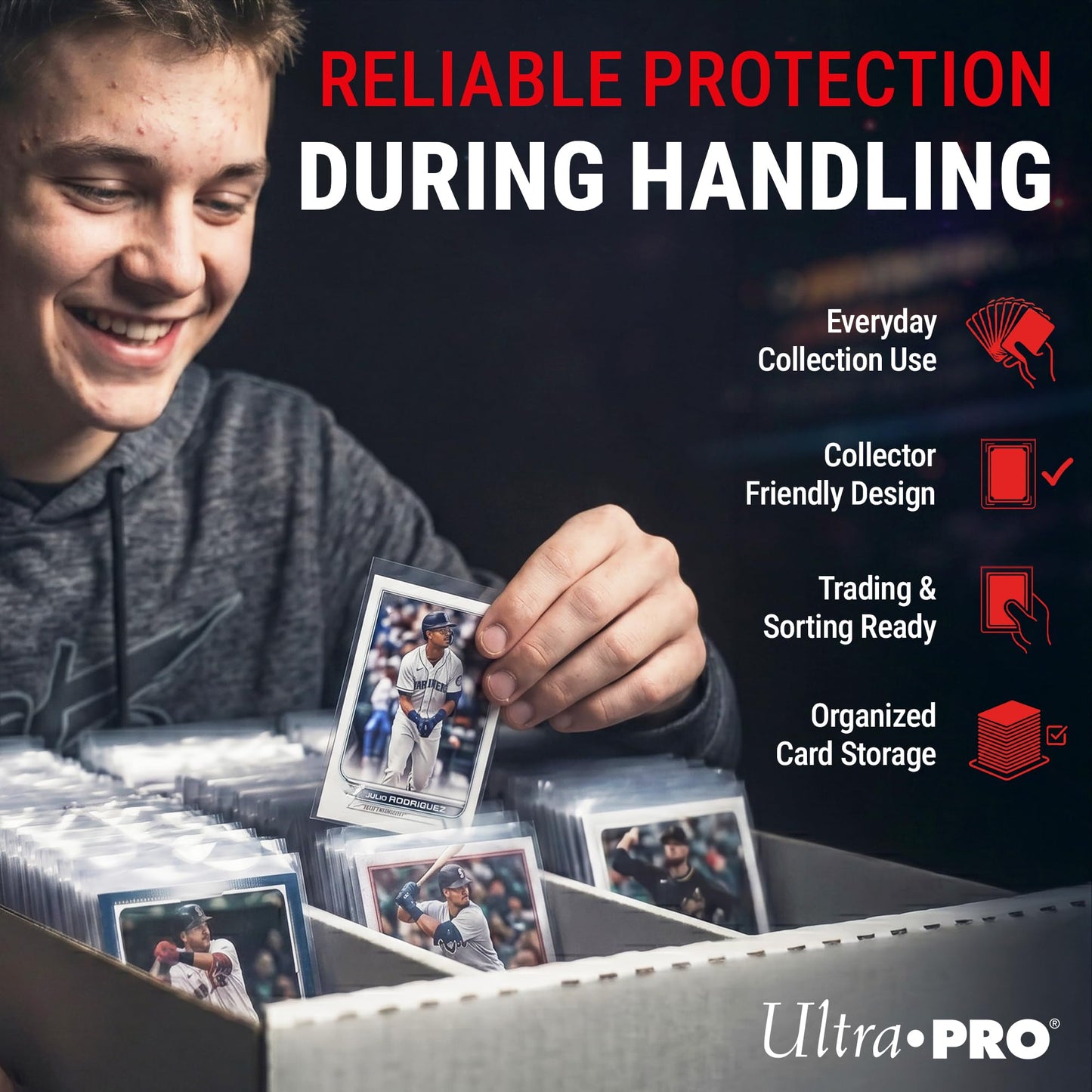 Ultra Pro - Premium Clear 100ct. Card Sleeves to Protect Sports Cards, Baseball / Football Cards, and Collectible Cards, Standard Size