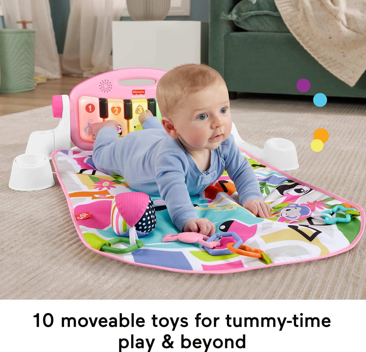 Fisher-Price Glow and Grow Kick & Play Piano Gym, Pink