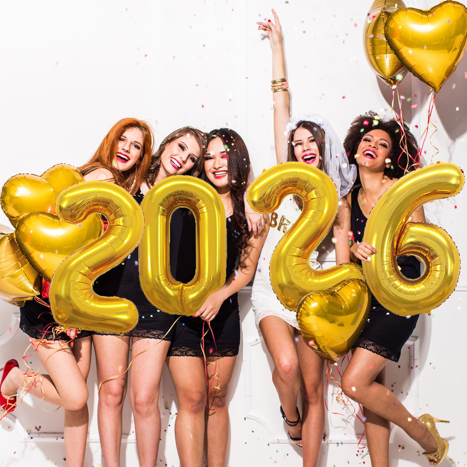 GOER 42 Inch 2026 Gold Foil Number Balloons for 2026 New Year Eve Festival Party Supplies Graduation Decorations