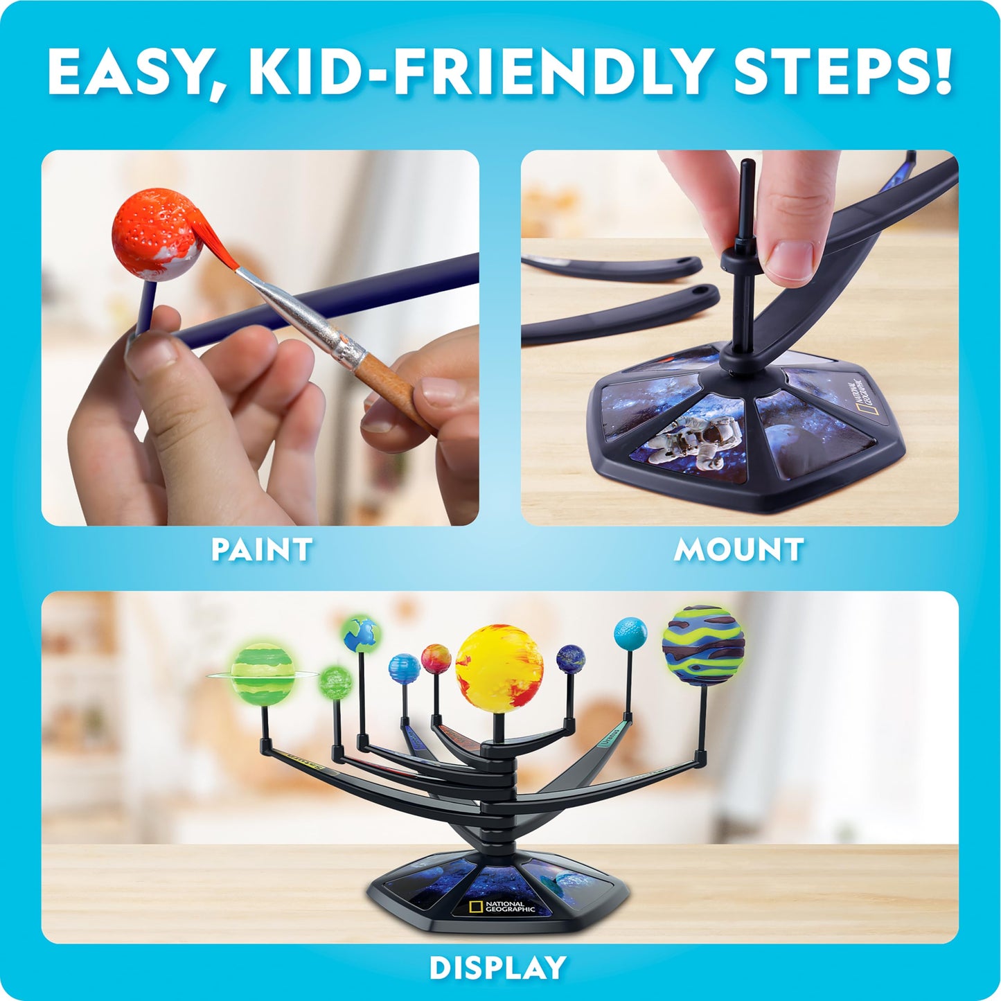 National Geographic Glow in the Dark Solar System Model for Kids Ages 8-12