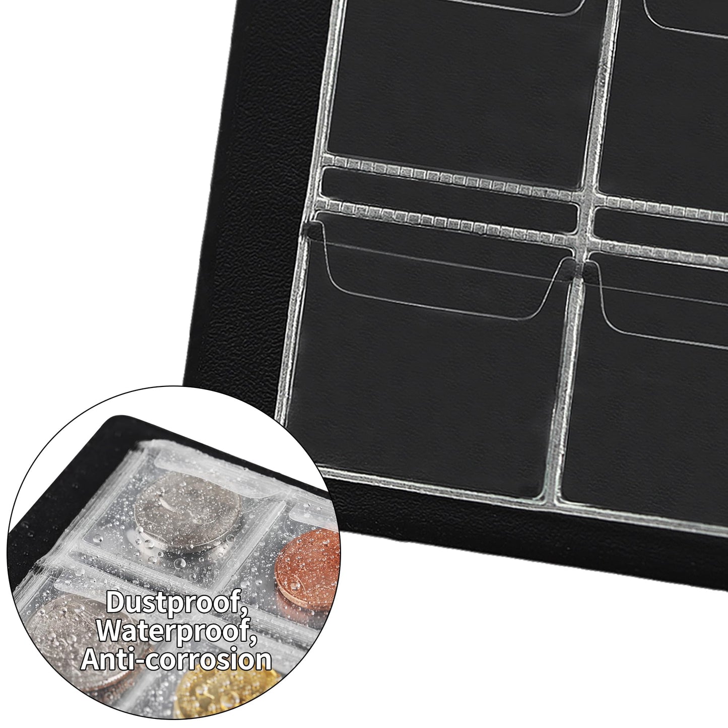 Coin Collection Book Holders for Collectors, 12 Mixed Pages 108 Pockets Coin Collecting Album Storage Organizer Supplies CS01S1BK