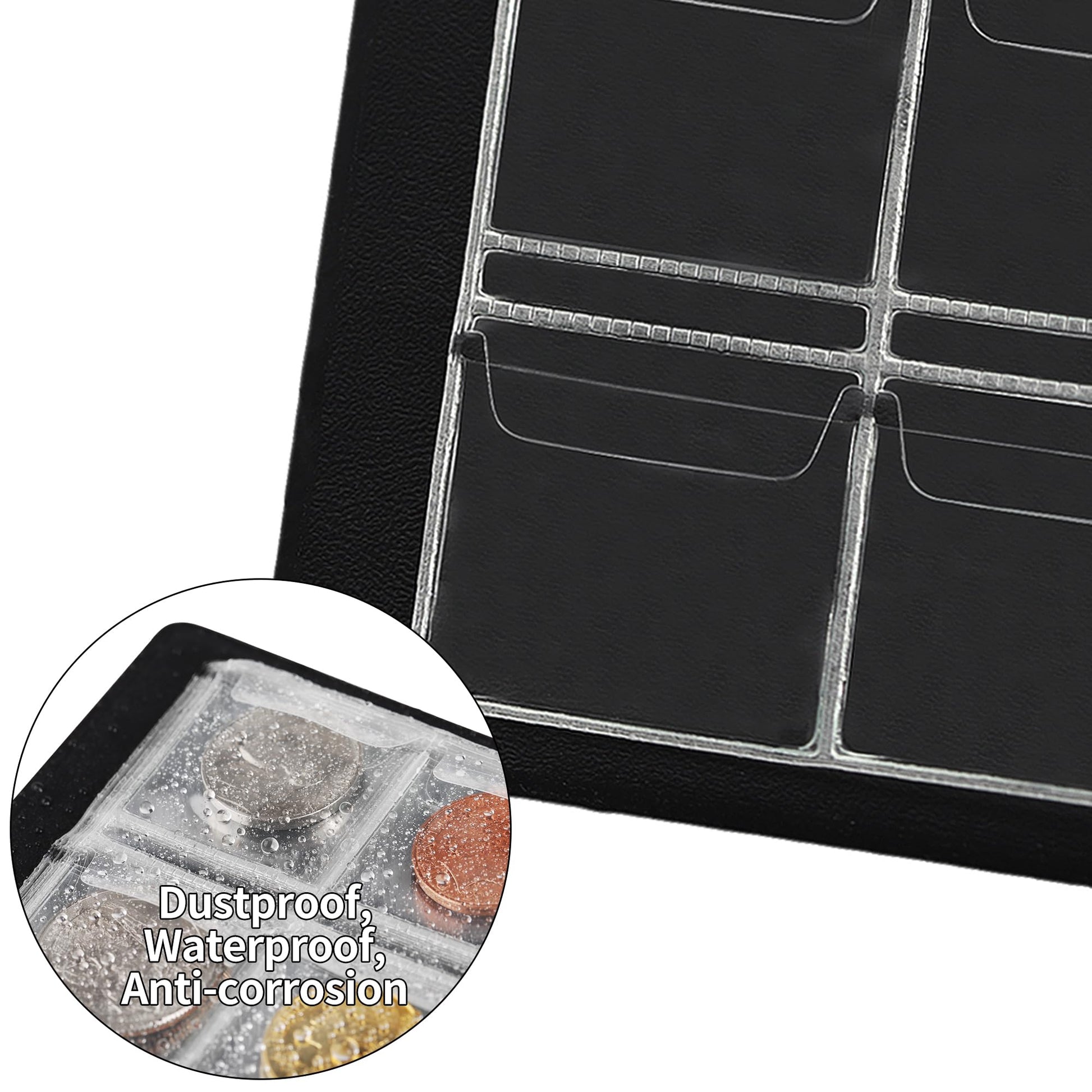 Coin Collection Book Holders for Collectors, 12 Mixed Pages 108 Pockets Coin Collecting Album Storage Organizer Supplies CS01S1BK