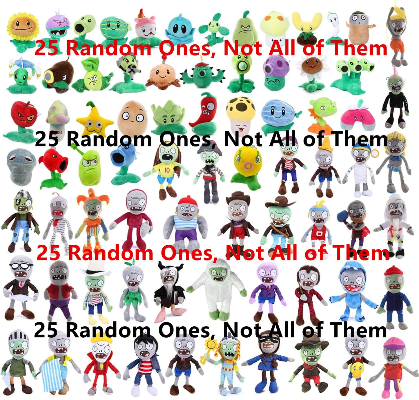 JHESAO Random 25 PCS Plants PVZ Toys Set Zombies Figurines Series PVZ Plush PVC Toys New, Great Gifts for Kids and Fans, Birthday and Party