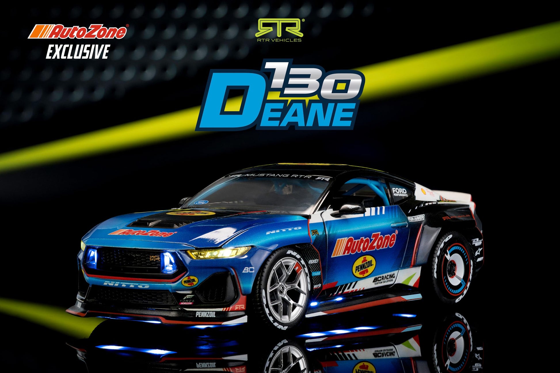 Jada Toys AutoZone 2025 Ford Mustang RTR 130 James Dean Die-Cast Car 1:24 Scale - Wide-Body Styling, Collector Display Model