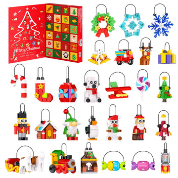 Christmas Ornaments Advent Calendar 2025 Building Block Sets, 24 Packs Xmas Tree Ornament to Build Holiday Decoration Toy Compatible with Christmas