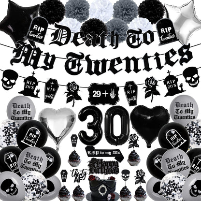 Death to My 20s 30th Birthday Decorations, Rip to My 20s Birthday Set