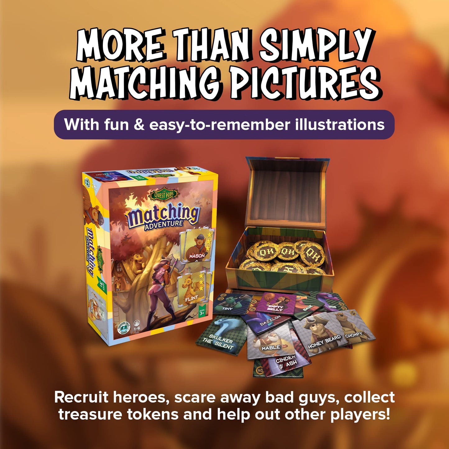 The Quest Kids - Matching Adventure Memory Game, Matching Games for 3 Year Olds and Up, Fantasy-Inspired Strategy and Concentration Game