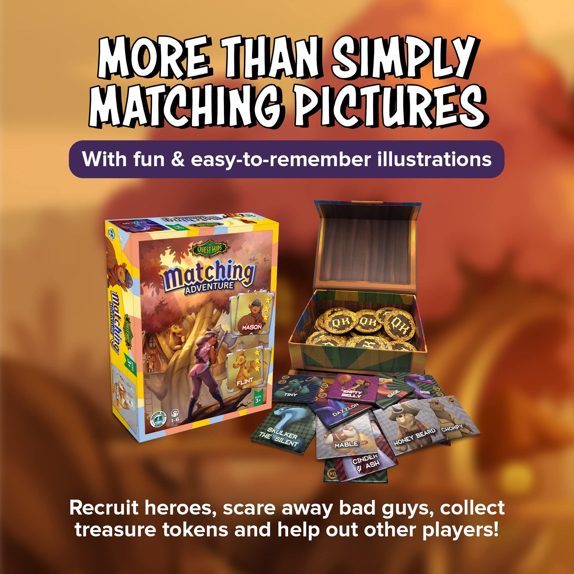 The Quest Kids - Matching Adventure Memory Game, Matching Games for 3 Year Olds and Up, Fantasy-Inspired Strategy and Concentration Game