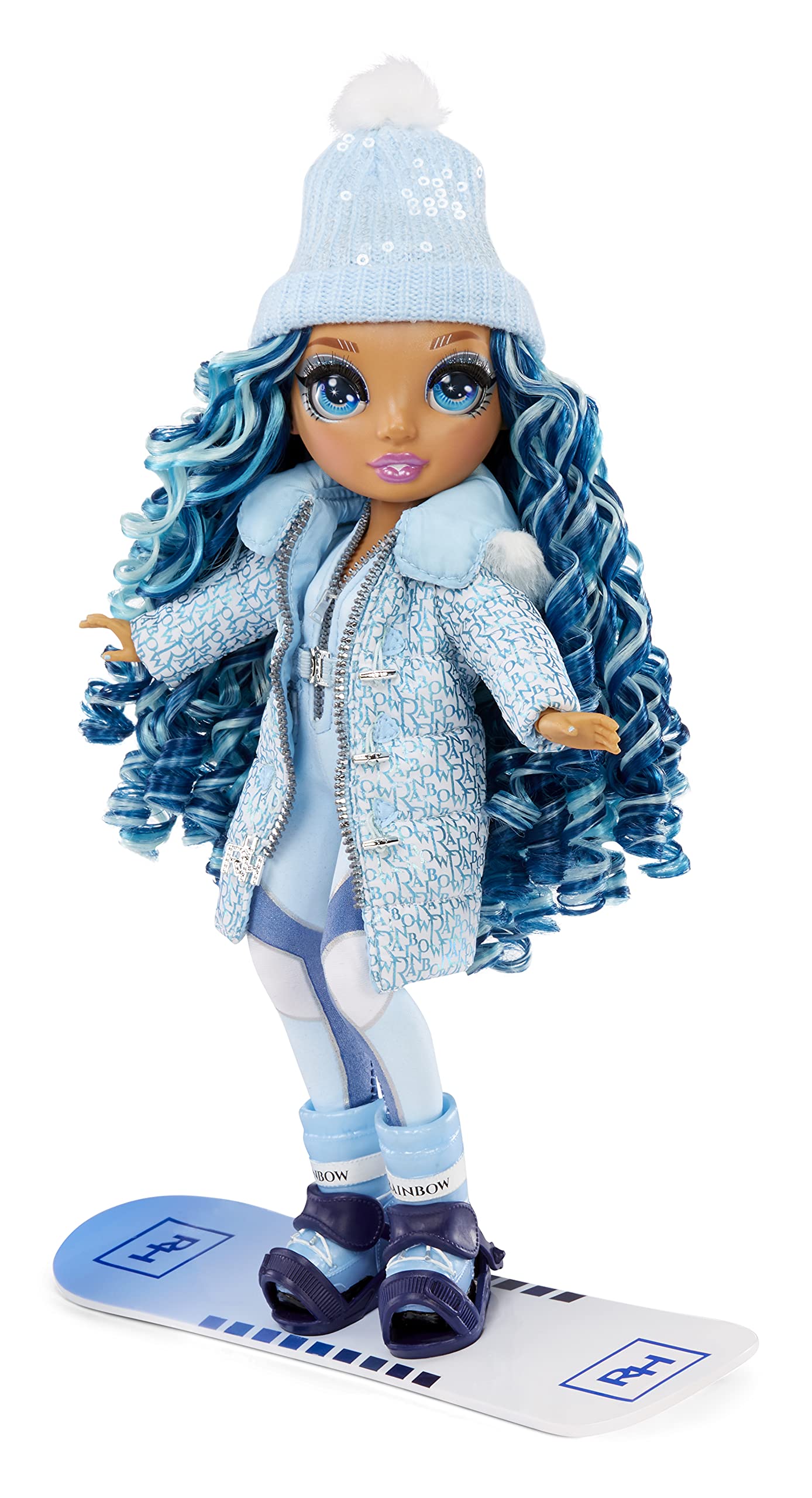 Rainbow High Winter Break Skyler Bradshaw - Blue Fashion Doll and Playset with 2 Designer Outfits, Snowboard Accessories