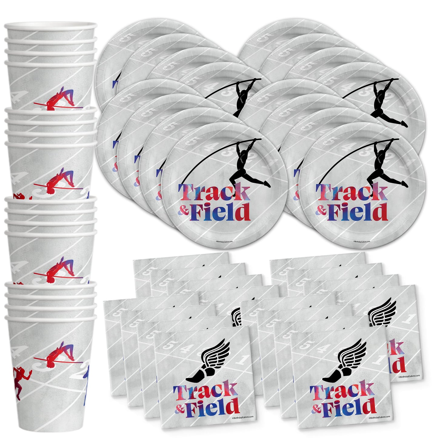 Track and Field Birthday Party Supplies Set Plates Napkins Cups Tableware Kit for 16
