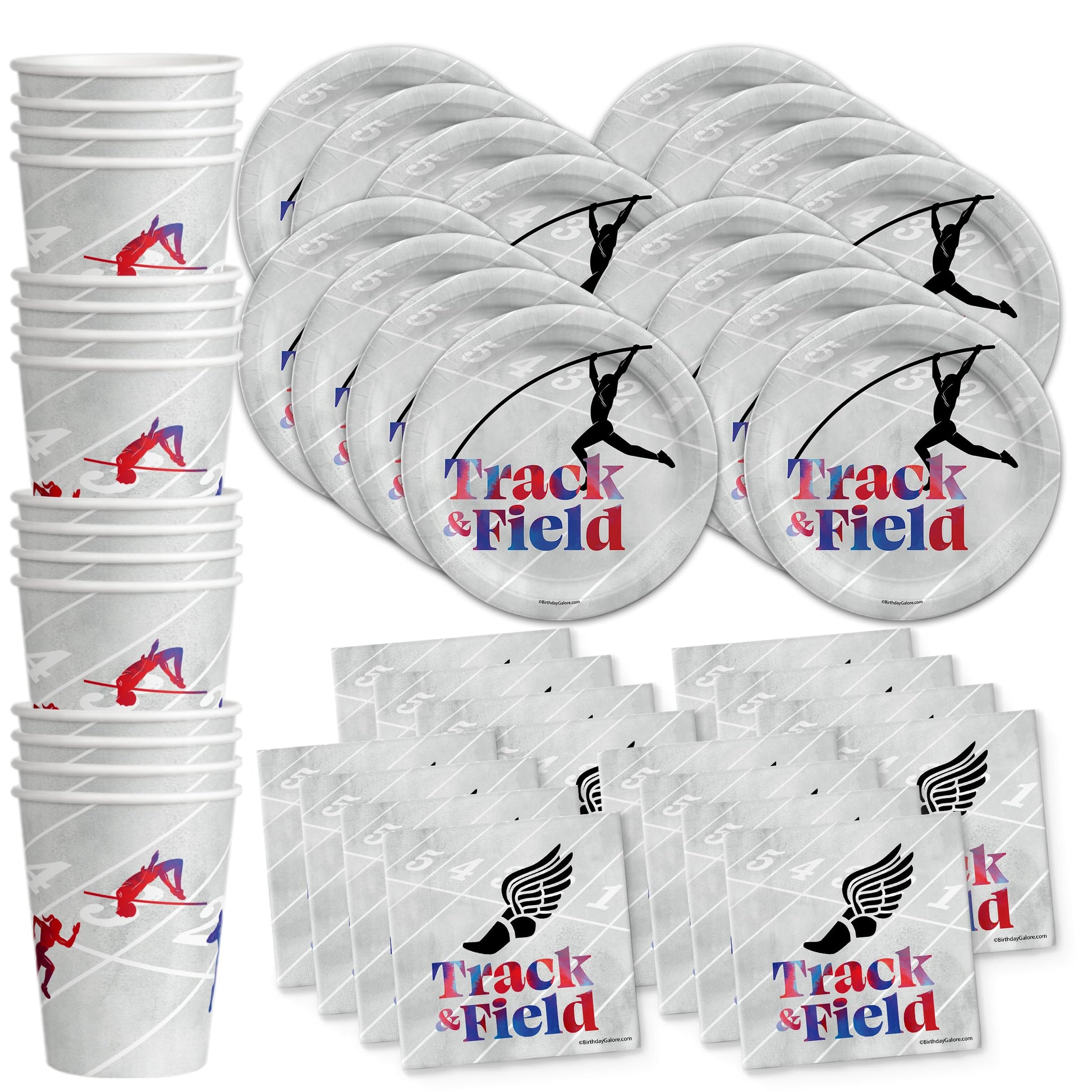 Track and Field Birthday Party Supplies Set Plates Napkins Cups Tableware Kit for 16