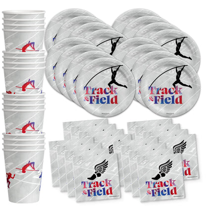 Track and Field Birthday Party Supplies Set Plates Napkins Cups Tableware Kit for 16