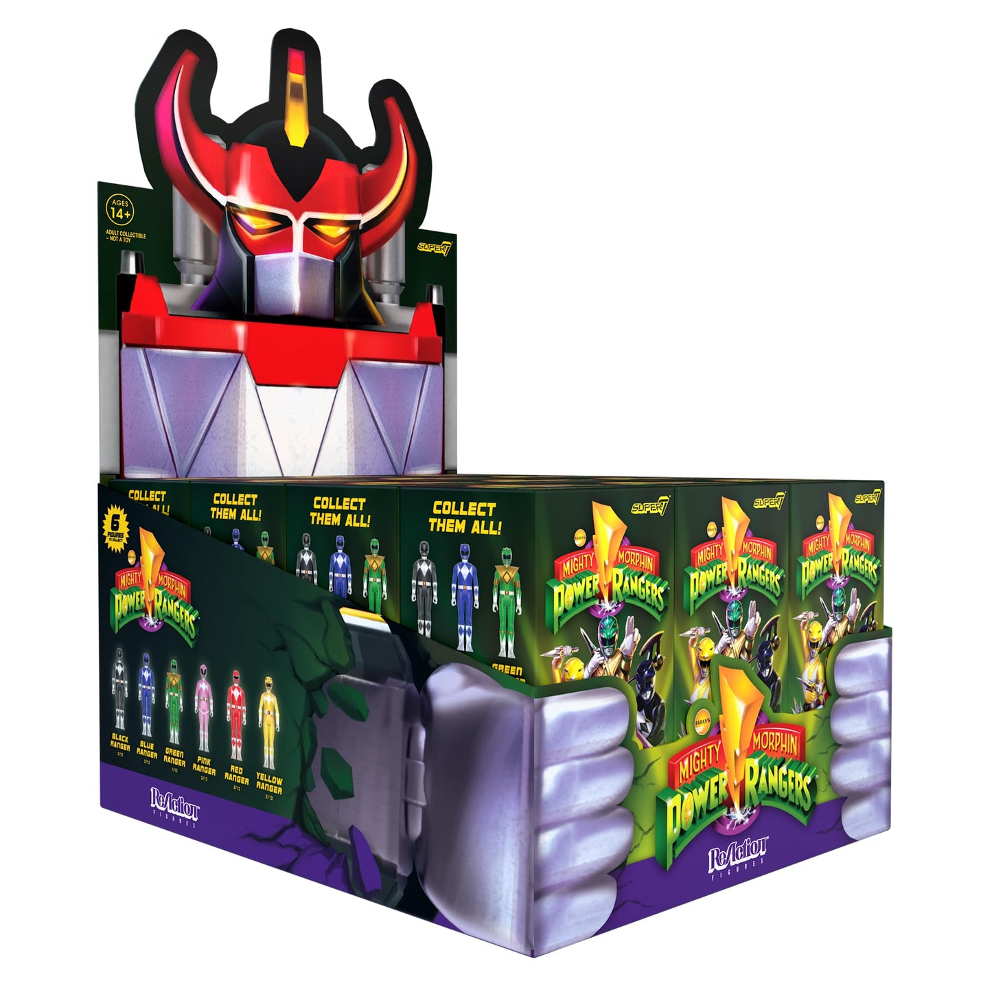 Super7 Mighty Morphin Power Rangers Blind Box Flat - (12 Pack) 3.75" Mighty Morphin Power Rangers Action Figures - Classic TV Show Collectibles
