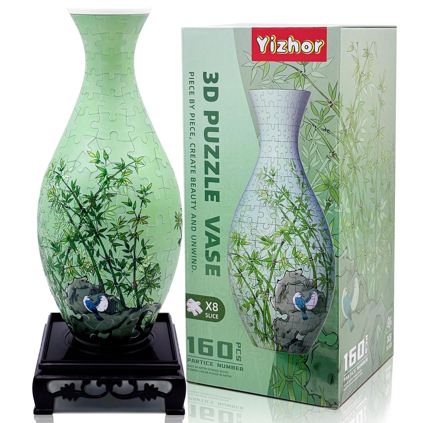 3D Puzzle Vase for Adults, 160-Piece DIY Flower Vase Puzzle
