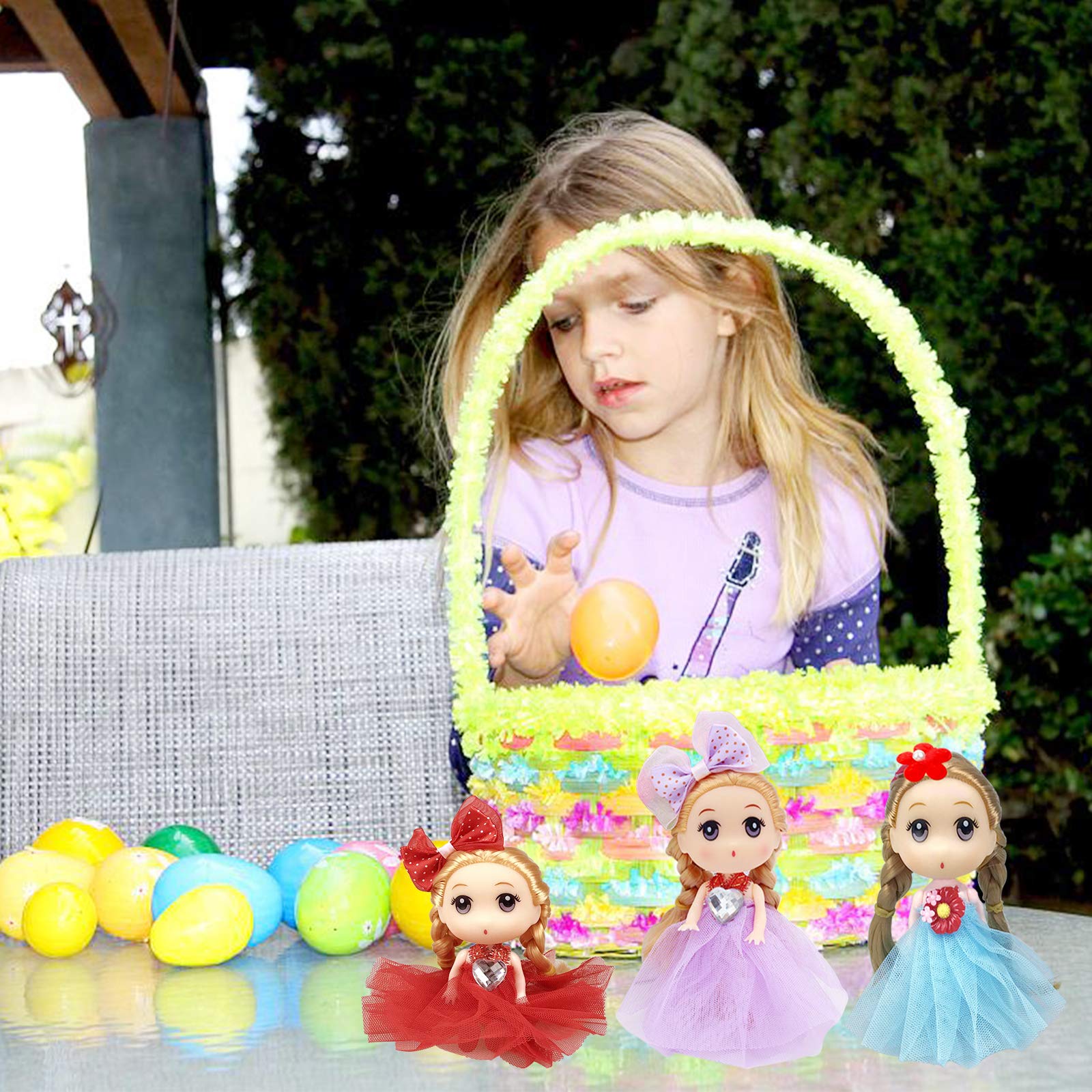 JIABNUKKN Easter Basket Stuffers Eggs Filled 6 Pack Large Eggs with Cute Dolls Inside, Easter Gifts Colorful Easter Egg Stuffers for Toddlers Kids