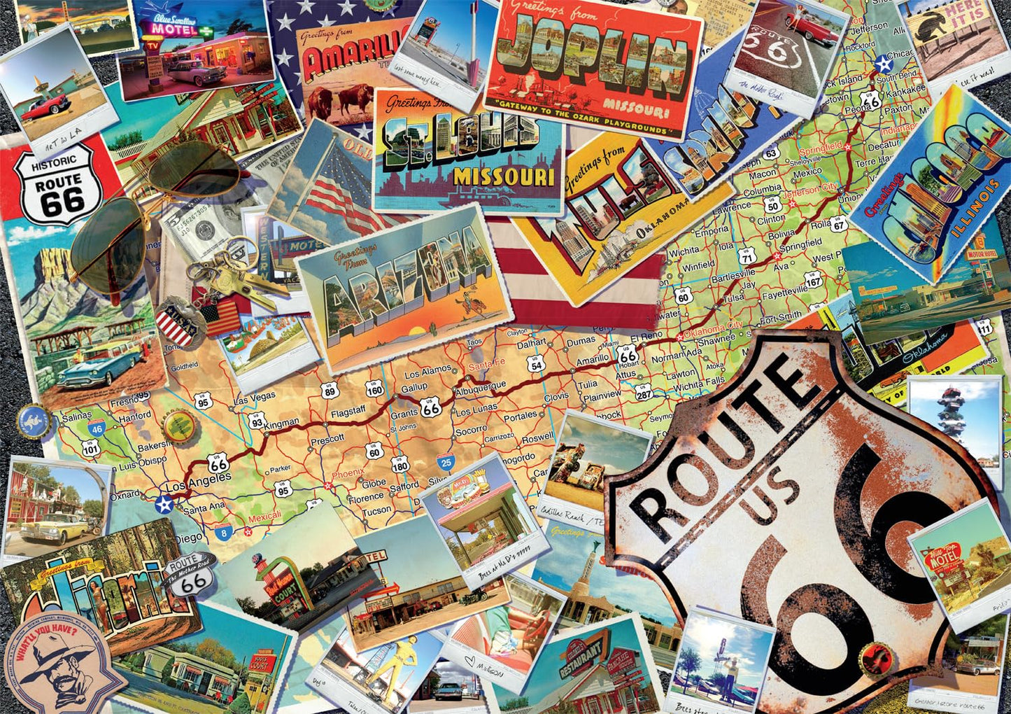 Buffalo Games - Route 66 Map - 300 Large Piece Jigsaw Puzzle for Adults